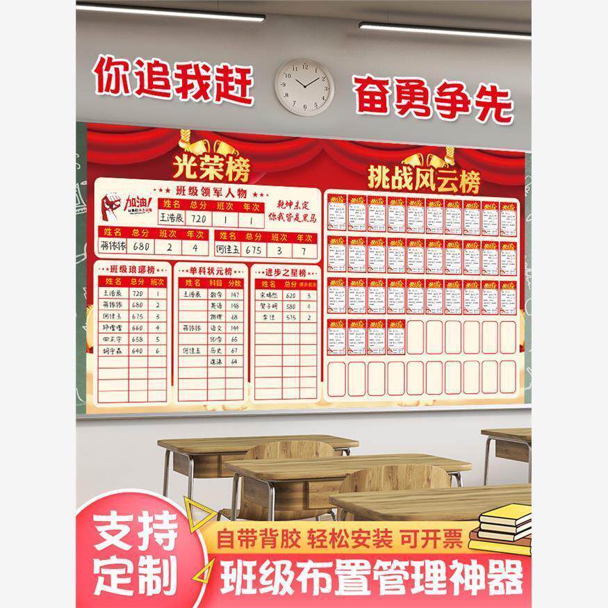 班级管理神器挑战风云榜中考教室文化布置高考学生目标卡学习墙贴