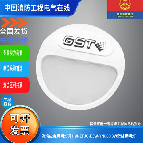 海湾应急照明灯具HW-ZFJC-E3W-YN660 3W壁挂照明灯φ105*54mm