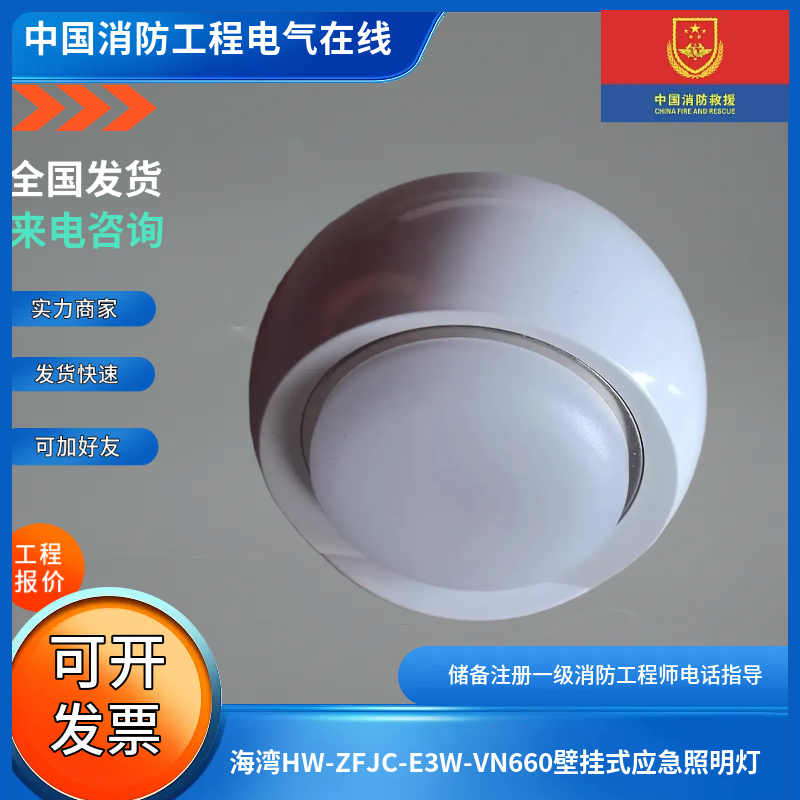 海湾老款全新库存HW-ZFJC-E3W-VN660壁挂式单头应急照灯功率3W