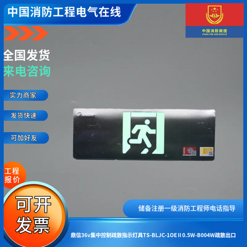 鼎信36v集中控制疏散指示灯具TS-BLJC-1OEⅡ0.5W-B004W疏散出口