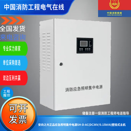 安向之光正品应急照明集中电源SH-D-AC(DC36V/0.15kVA)壁挂式主机
