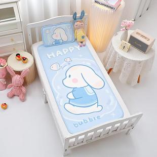 A類兒童冰絲涼席兩件套寶寶空調(diào)軟席卡通幼兒園午休涼席嬰兒墊子