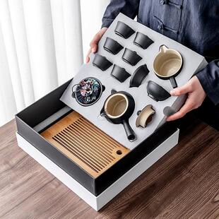 房地产酒店商务礼品 陶瓷功夫茶具简约礼盒家用创意茶盘茶叶罐套装
