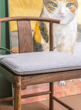 新中式茶桌椅垫加厚棉麻记忆棉慢回弹红木太师椅坐垫可拆洗餐椅垫