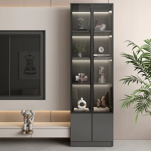 定制酒柜展示侧边立柜置物客厅收纳钢化玻璃门订做书架实木生态板