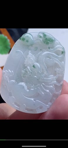 55.9-42.5-4.9mm,水润  飘花龙牌 吊坠，天然翡翠A货adp，6717-19