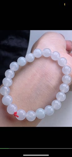 9.2mm,水润   白冰手链 天然翡翠A货，uok6929-102