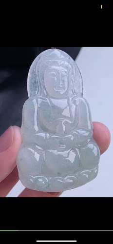 64-39.8-5.9mm,水润 冰飘花观音   天然翡翠A货，uok6929-102