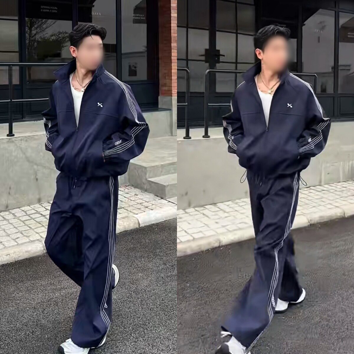 秋季新款男士立领运动舒适长袖长裤百搭时尚潮流痞帅休闲套装