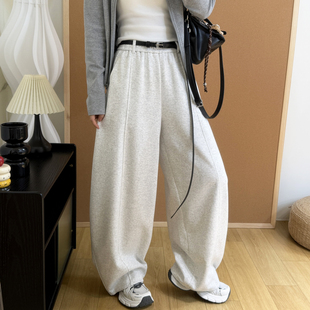 女百搭松紧腰抽绳显瘦弯刀裤 可收口阔腿束脚两穿卫裤 新款 2026春季