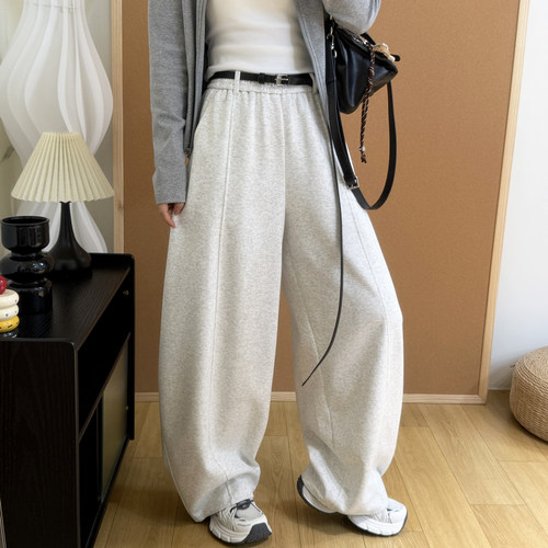 2026春季新款可收口阔腿束脚两穿卫裤女百搭松紧腰抽绳显瘦弯刀裤