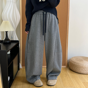 女 休闲百搭垂坠感加长弯刀卫裤 奥粒绒加厚保暖高腰阔腿香蕉裤 冬季