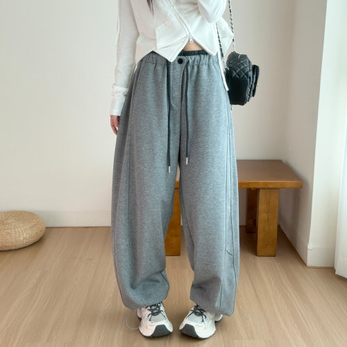 休闲卫裤女2026秋季新款简约百搭挺阔感可收口阔腿束脚两穿休闲裤