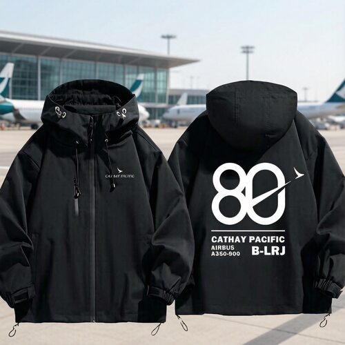 国泰港龙航空A350创意纪念品冲锋衣百搭夹克外套男女印花外套上衣