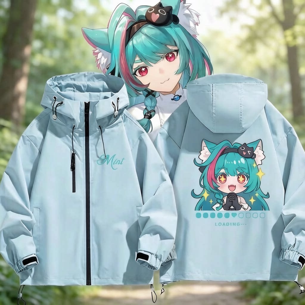 异环游戏薄荷猫猫连帽冲锋衣二次元青少年学生cos外套春秋冬衣服图片