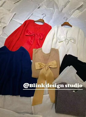 价格私询CJZP新款时尚气质深V可拆卸真丝蝴蝶结羊绒套头针织衫