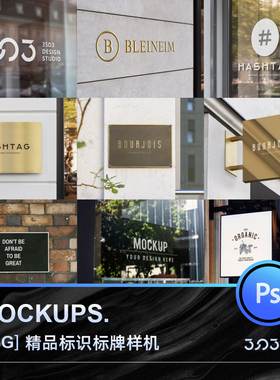 3SD3高级商业店铺门头标识志招牌vi导视logo展示MOCKUP样机PS素材