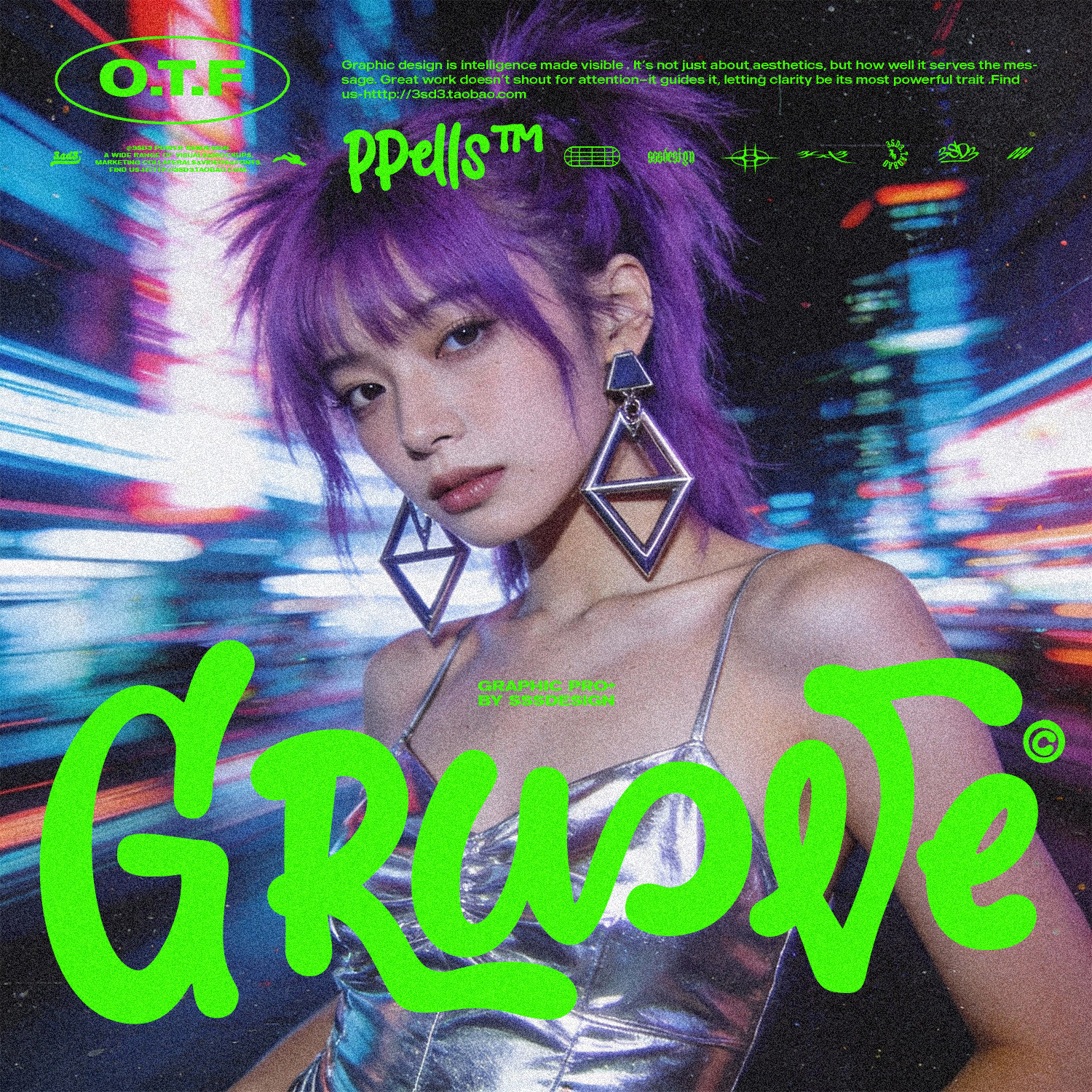 3SD3潮流街头说唱涂鸦手写体圆润笔触赛博朋克潮流标识PS英文字体