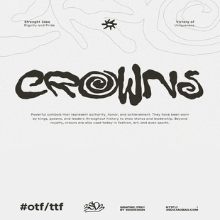 3SD3手绘涂鸦漩涡装饰粗重笔触随性艺术黑体独特标识感PS英文字体