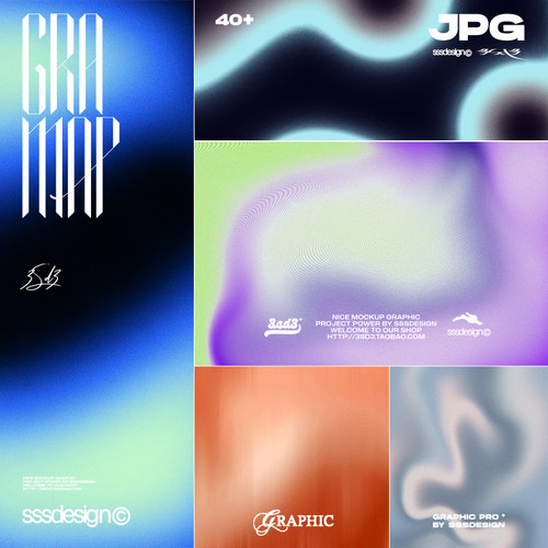 3SD3酸性梦幻科技弥撒光Y2K炫彩液化噪点渐变背景JPG图片设计素材