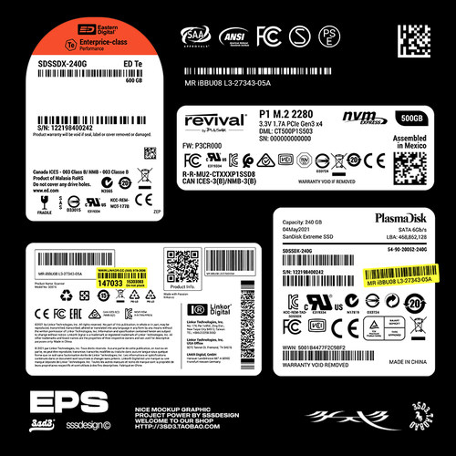 3SD3国外科技电子产品标识标签LOGO排版模板矢量AI源文件设计素材