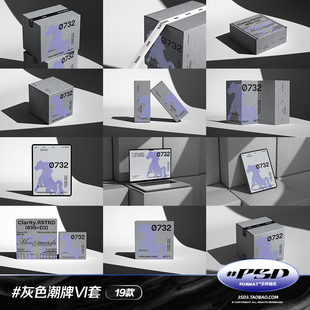 3SD3高级北欧机能潮牌灰色牛皮纸产品IPAD包装盒快递盒箱子VI样机