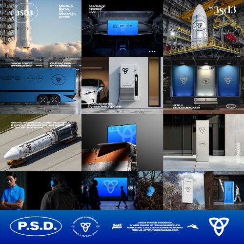 3SD3高科技新能源车机火箭充电桩企业服装物料VI品牌LOGO样机素材