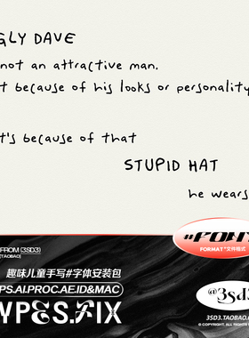 3SD3 儿童卡通趣味幼稚文艺手写马克笔风PROCREATE英文字体安装包