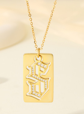 S925银莫桑石哥特S字母吊牌项链小众设计感个性款