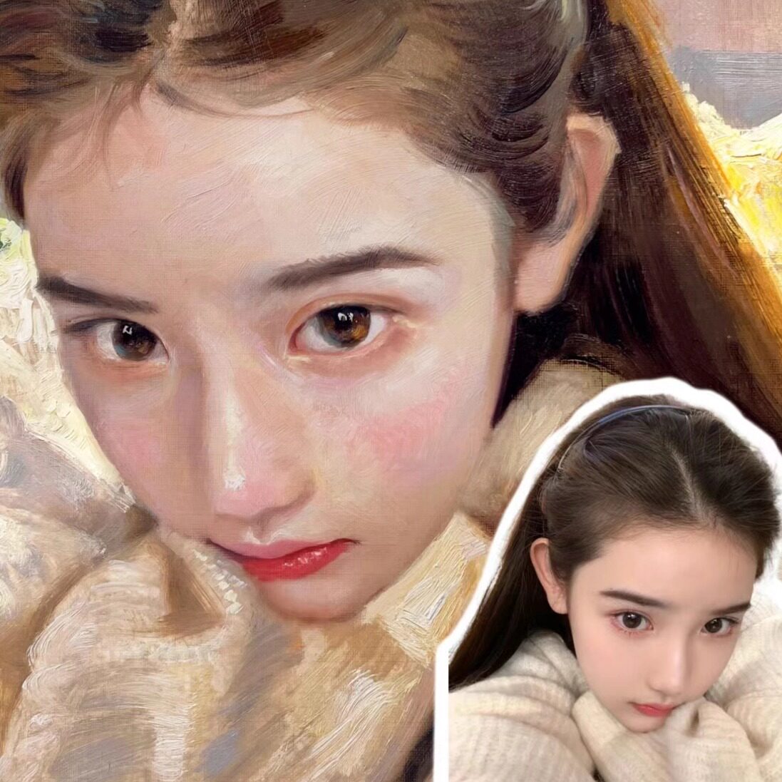 手绘来图定制照片转油画图片