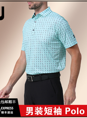 FootJoy高尔夫夏季男士短袖FJ透气印花时尚翻领POLP衫81770 81771