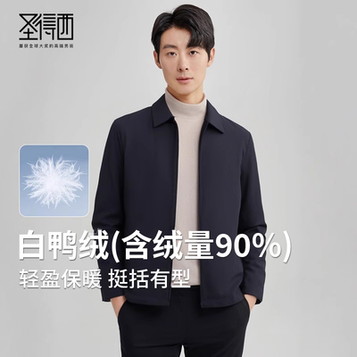 翻领干部款商务圣得西男士羽绒服