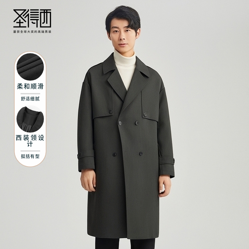 中长款英伦风西装领风衣