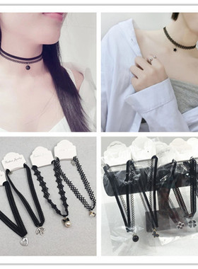 包邮热卖韩版黑色蕾丝时尚颈链