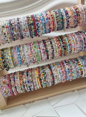 爆款米珠手串记忆钢圈手镯玻璃串珠手链新款学生混批