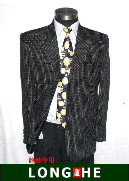 龍赫品牌男式商务休闲小格子单西服上衣单排三扣礼服外套断码特价