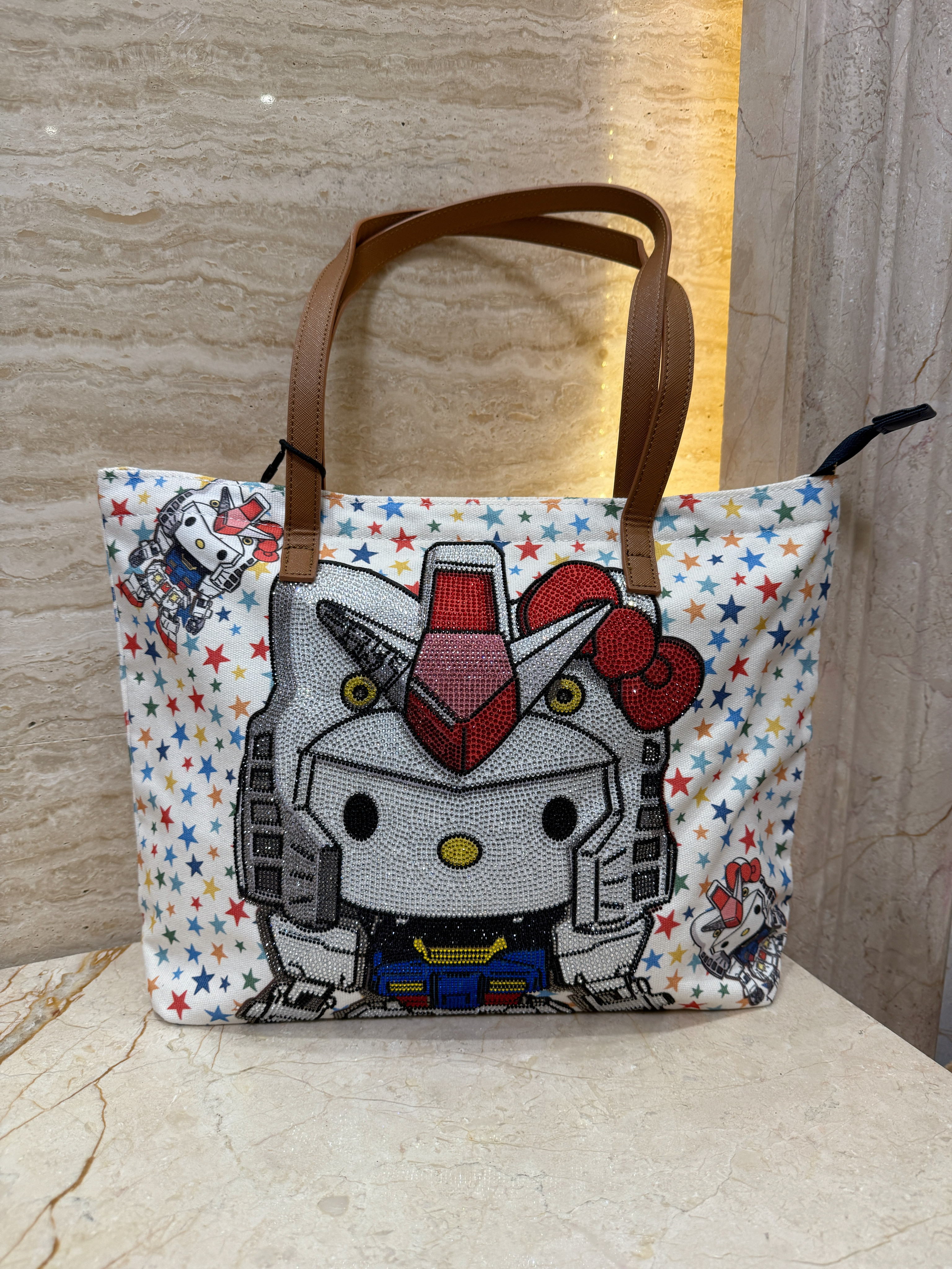 卡通可爱凯蒂猫hellokitty变形金刚水钻烫钻托特包女中包手提包