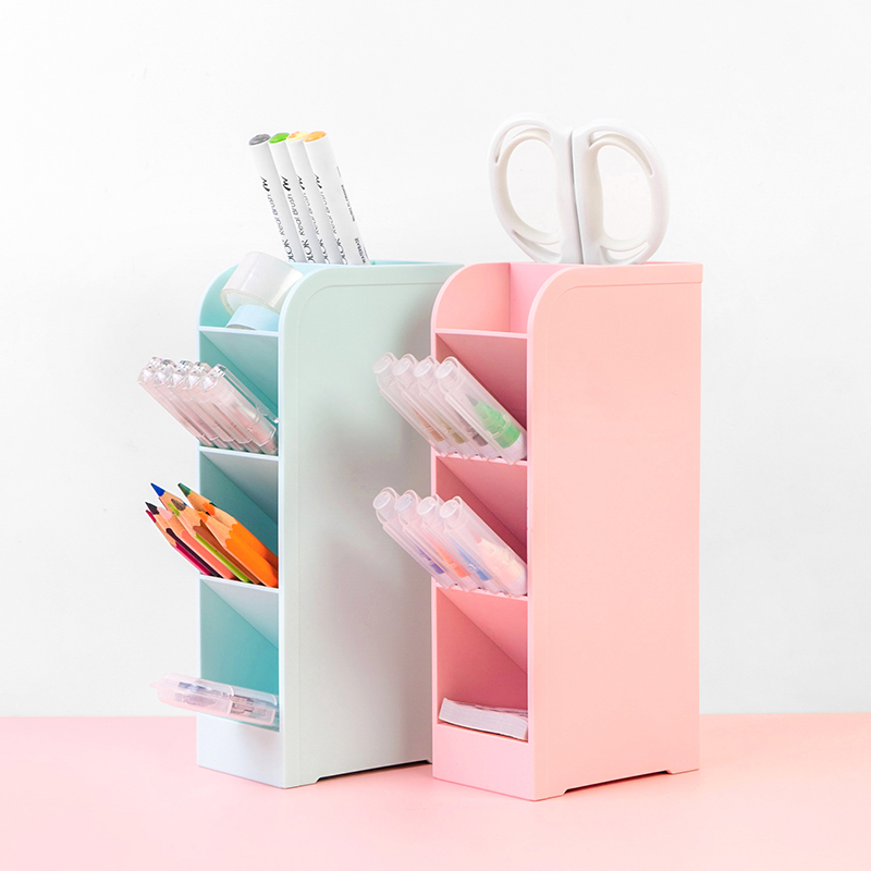 办公室透明塑料多功能斜插式笔筒