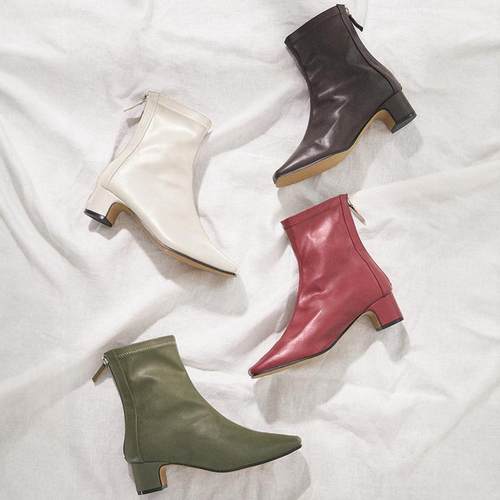 GRL人气再入荷！软皮巨软巨好穿！日系方头女靴短靴瘦瘦靴弹力靴