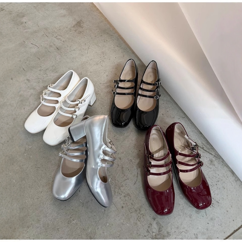 WCLOSET三扣带玛丽珍鞋小红鞋