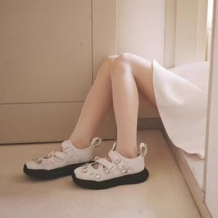 BiBiy小众贵牌 超闪大钻石复古交叉带日系女鞋 运动鞋 休闲老爹鞋