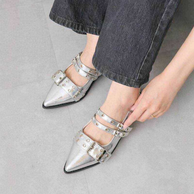 甜酷小辣妹！法式复古小香风日系小众设计尖头玛丽珍鞋复古鞋