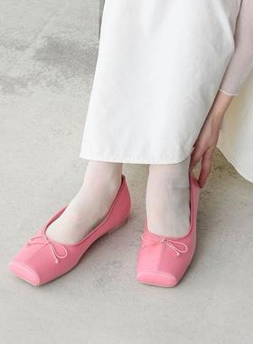 年中清仓68！forksy猪鼻鞋！复古丝绸缎面蝴蝶结日系女鞋芭蕾舞鞋