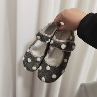 羊毛材质!纯原复古可爱波点舒适加绒保暖一字带日系女鞋玛丽珍鞋