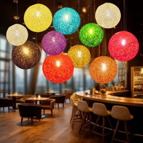 复古麻球吊灯圆球编织灯