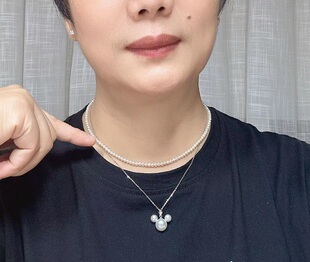 天然淡水3-4近正圆迷你baby小珍珠项链媲美akoya百搭细锁骨链女