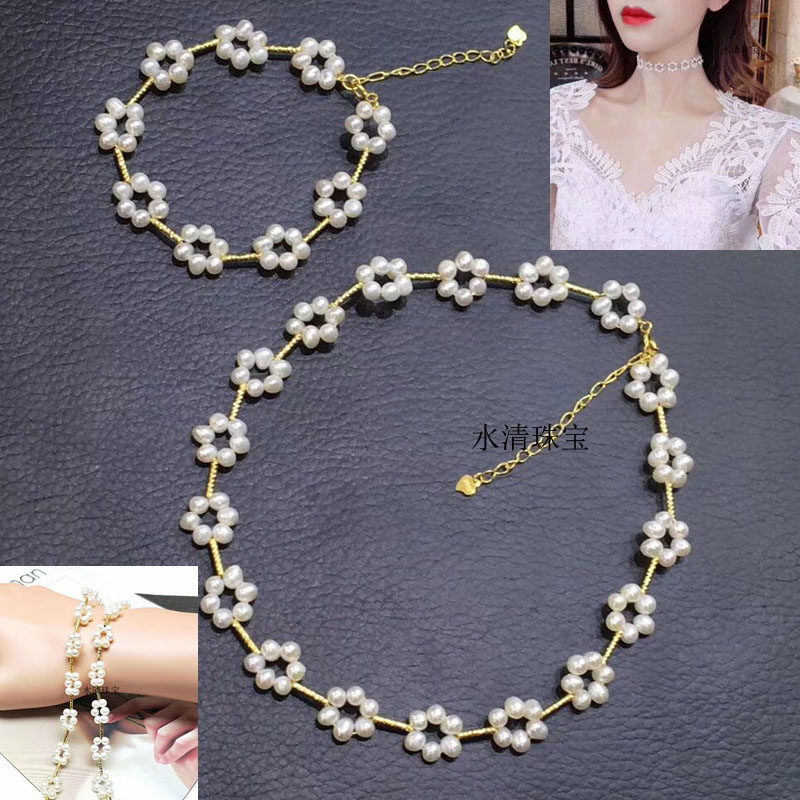网红珍珠锁骨链天然淡水真珍珠韩国个性颈饰choker项圈颈链短款潮