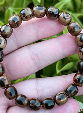 保真天然海柳手串手链男女情侣同款佛珠9X9mm桶珠鼓珠天眼纹包邮