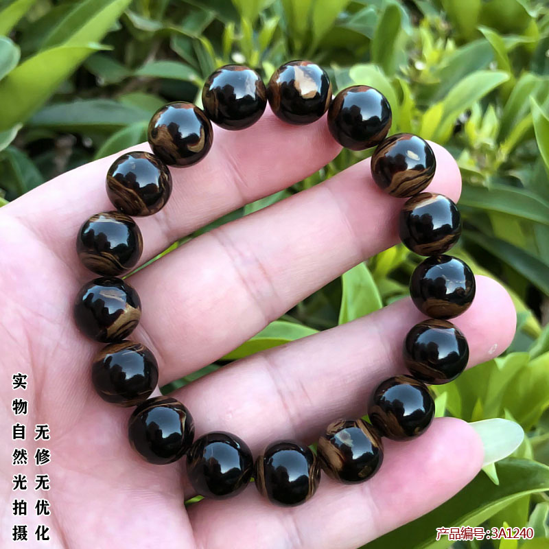 柳工坊天然保真海柳手串情侣礼品佛珠念珠男女手链山水纹12mm包邮