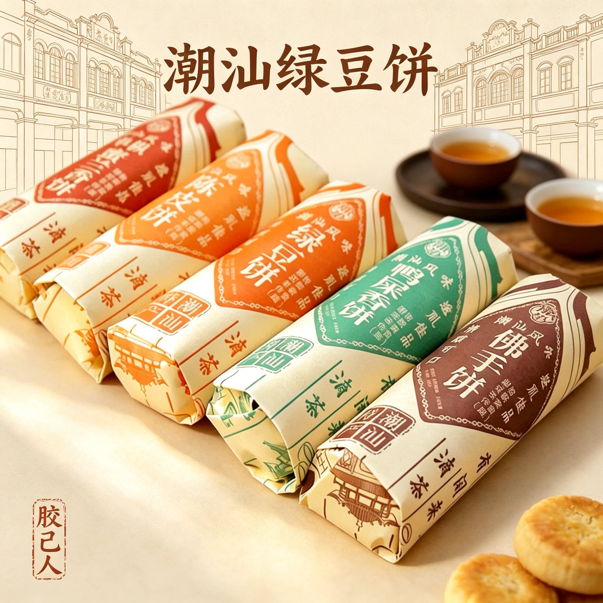 正宗潮汕绿豆饼酥皮汕头绿豆饼潮汕特产惠来休闲茶点美食鸭屎香饼